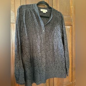 Michael Kors, Black Long Sleeve Lace Top. Size Large